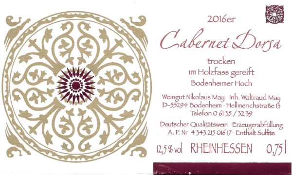 Weingut Nikolaus May Cabernet Dorsa 2016