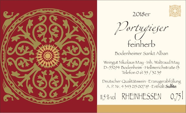 Weingut Nikolaus May Portugieser feinherb 2018